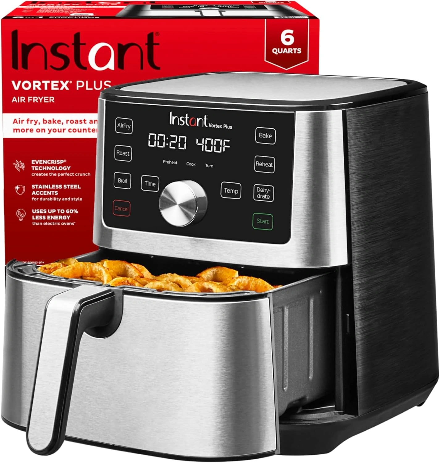 Air fryer with built-in timer and auto shutoff for safe cooking